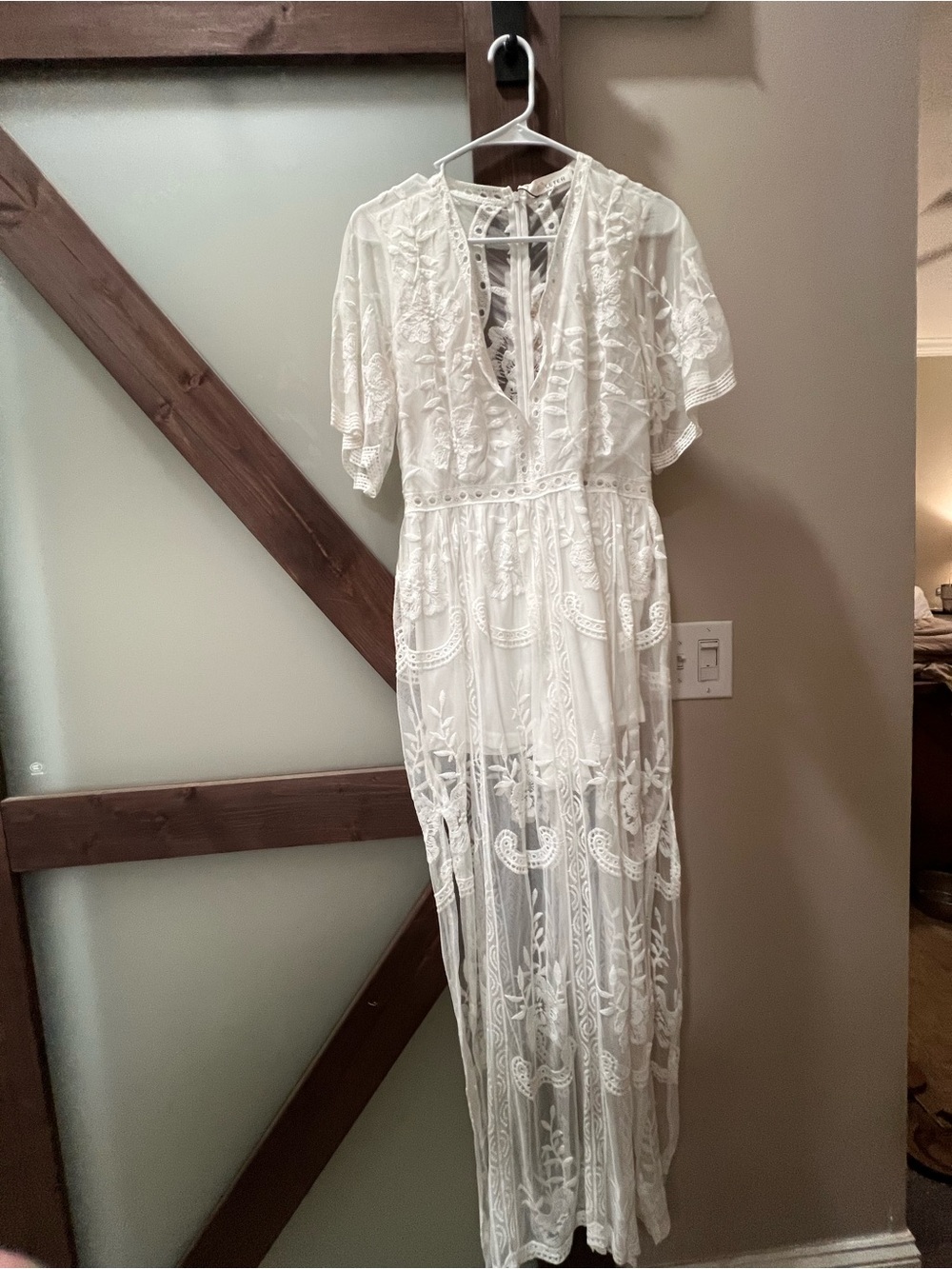 White Embroidered Sheer Maxi Dress - Women